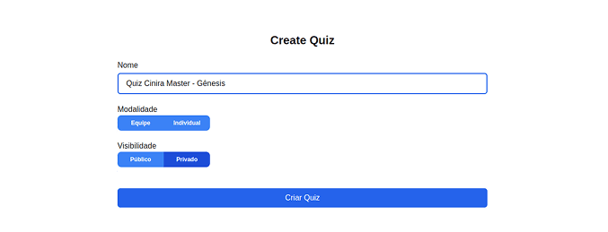 Pessoa criando um quiz bíblico no Cinira Master